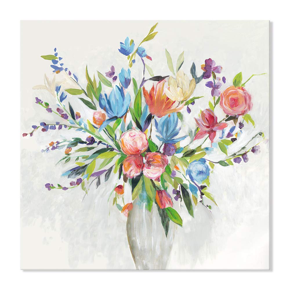 抽象画 花瓶の花と風景